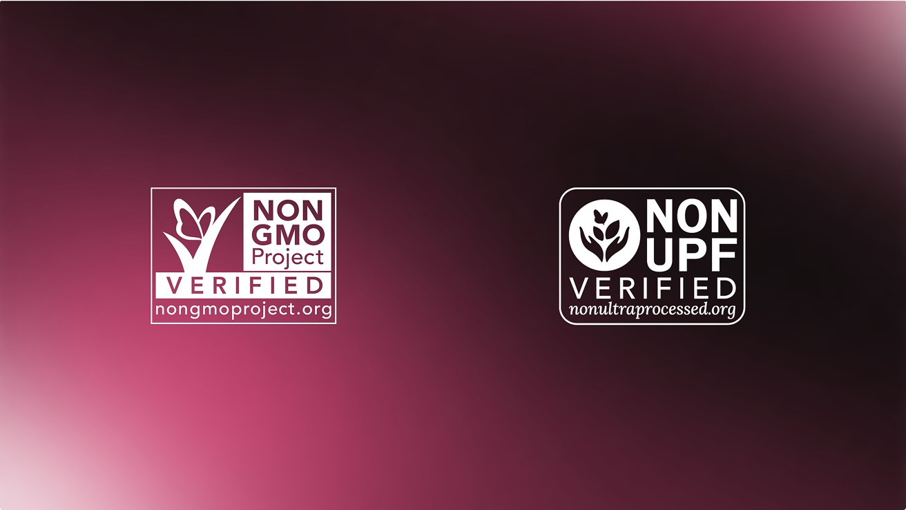 Non-GMO Project and Non-UPF Verified label marks