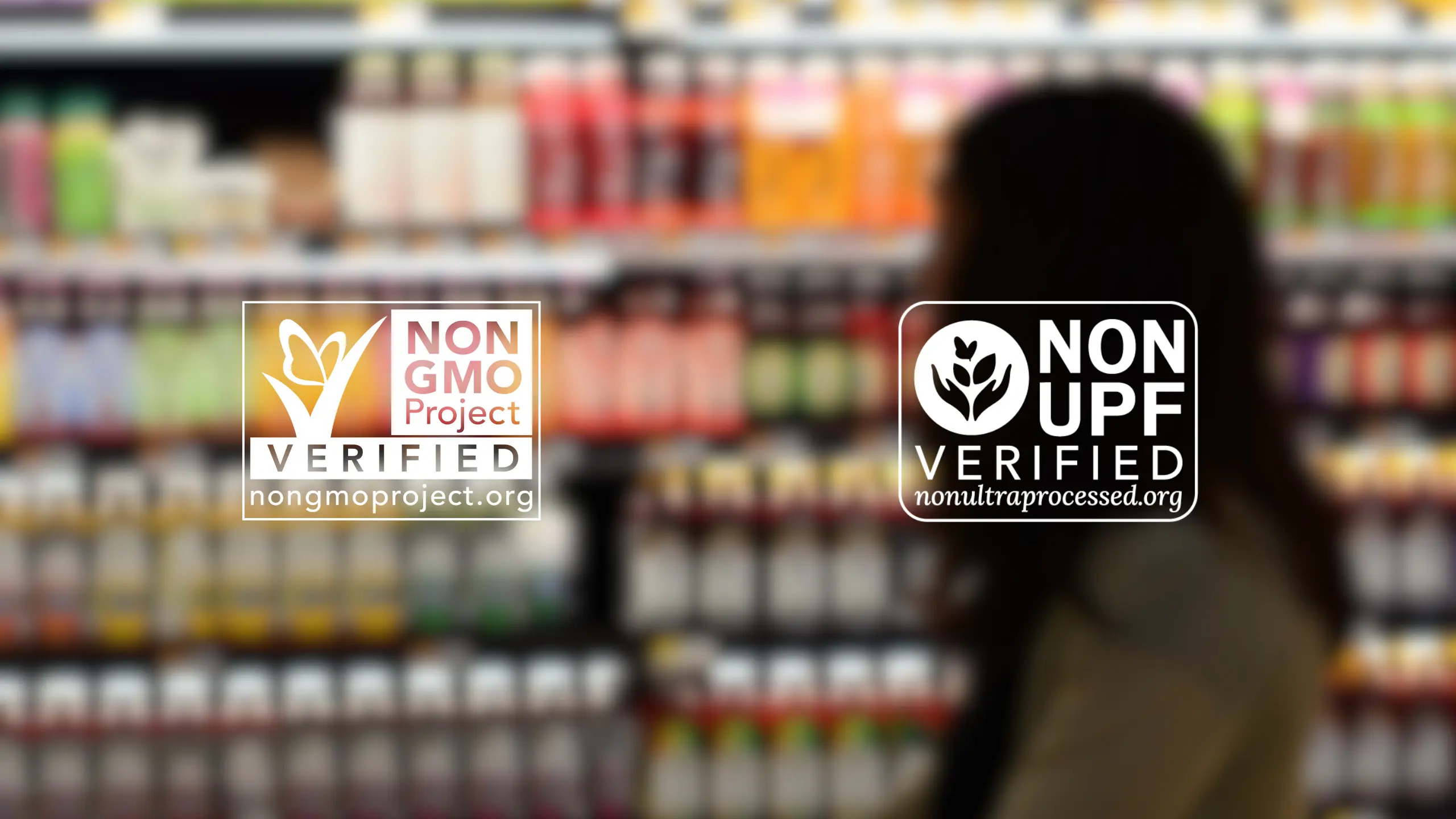 Non-GMO Project mark and Non-UPF Verified mark white